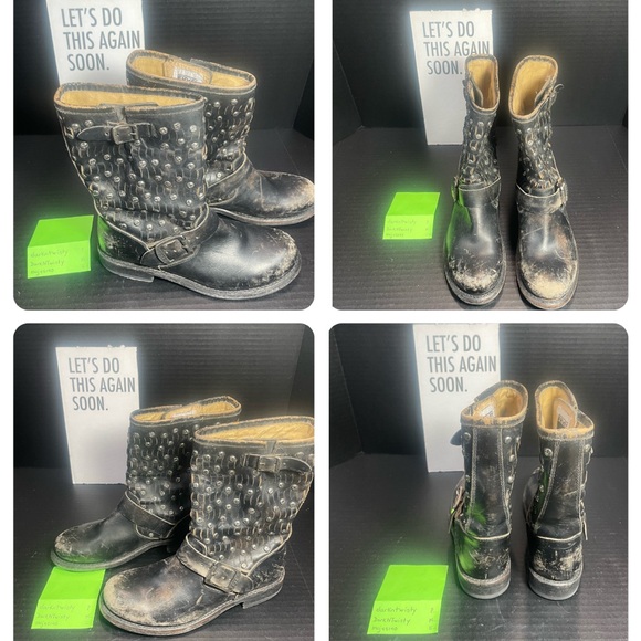 BNWOB Frye Distressed Studded Black Moto Short Boot 5.5M PRICE FIRM! NO OFFERS! - Picture 12 of 16